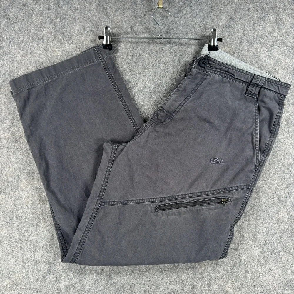 Vintage Nike Pants Mens 33 Gray Sportswear Cotton Cargo Zip Pocket
